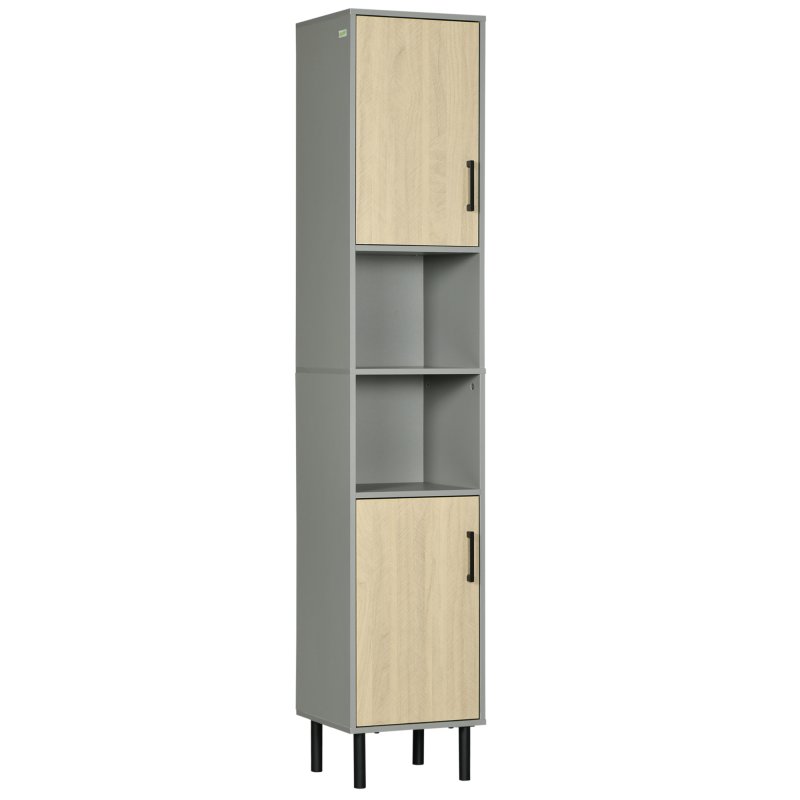kleankin Tall Bathroom Cabinet, Free Standing Bathroom Storage Cabinet Cupboard with Door and Adjustable Shelves for Kitchen, Living Room