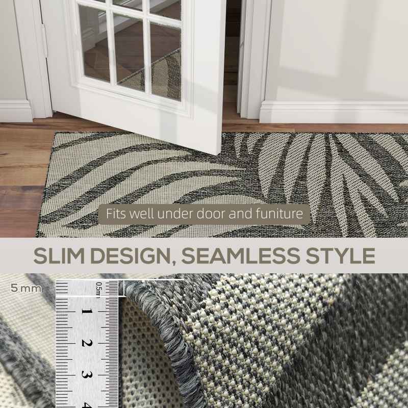 HOMCOM UV Resistant Indoor & Outdoor Area Rug, Easy-Cleaning Machine Washable Rug for Patio, Garden, Kitchen, Bathroom or Living Room, 170 x 120 cm, Grey