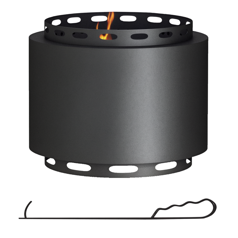 Outsunny Smokeless Fire Pit, 48.5cm Portable Wood Burning Firepit with Poker for Garden Camping Bonfire Party, Metal, Black