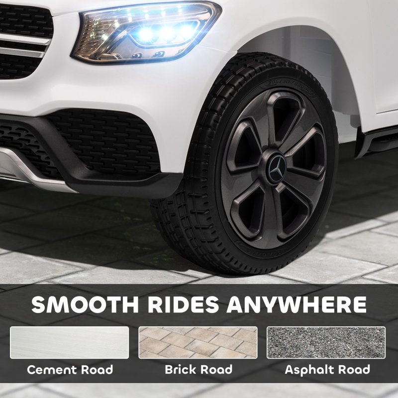 AIYAPLAY Mercedes-Benz GLC Coupe Licensed Kids Ride on Car, 12V Battery Powered Kids Electric Car with Remote Control, Soft Start, LED Light, Music, MP3, 3 Speed, for 3-6 Years, White