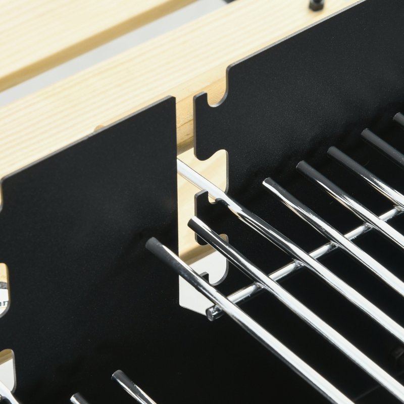 Outsunny Charcoal?BBQ?Grill, Barbecue?Trolley with Double Adjustable Grill, Side Table, Storage Shelf and Wheels for Outdoor Garden Party Cooking, Black