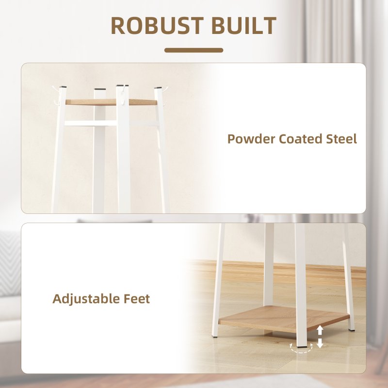 HOMCOM Coat Rack with Storage, Freestanding Coat Stand with 8 Hooks and 3-Tier Shelf, Clothes Rack for Bedroom, Entryway