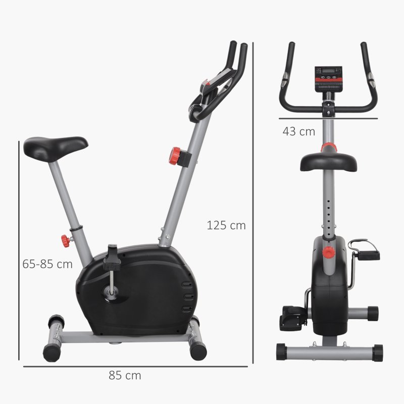 SPORTNOW Exercise Bike, Quiet Stationary Bike with 8-Level Magnetic Resistance, Heart-Rate Sensor, Adjustable Seat, Wheels and LCD Monitor, for Home Gym Workout, Grey