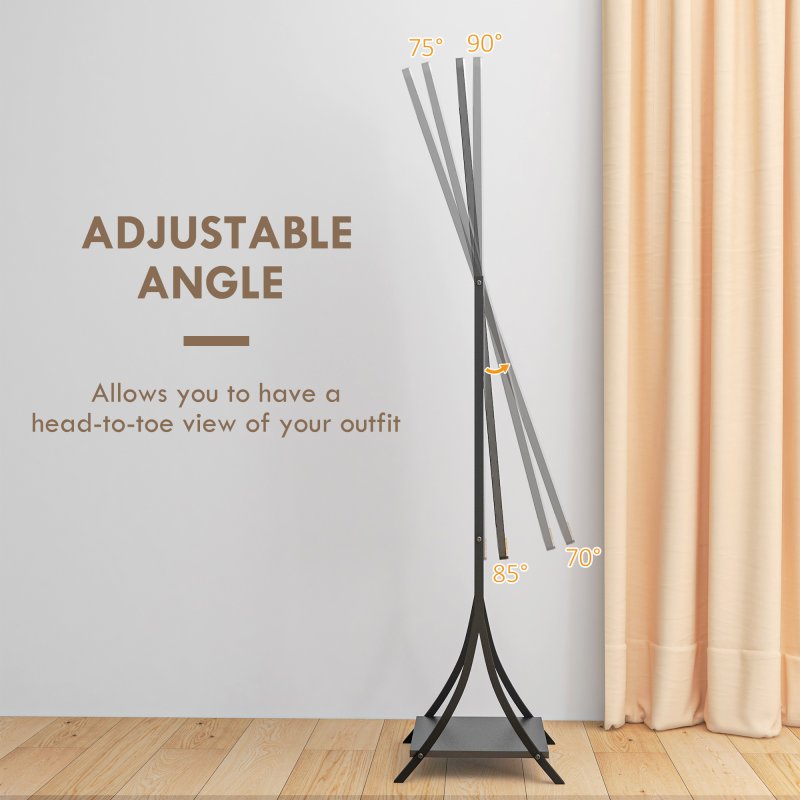 HOMCOM Full Length Mirror, Free Standing Floor Mirror, Full Body Mirror with Adjustable Angle and Storage Shelf for Living Room, Bedroom, Hallway, 108 x 37cm, Black