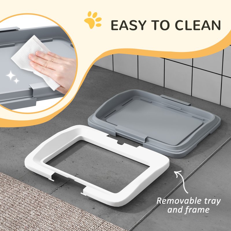PawHut Dog Toilet Tray, Dog Litter Pee Pad Tray for Training Dogs, Dog Potty Tray Puppy Tray Pad Holder for Indoor, Balcony, Outdoor, 46.5 x 34 x 5.5cm