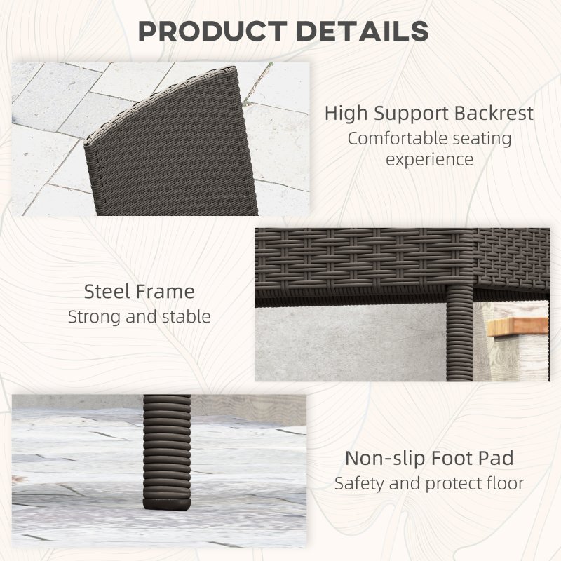 Outsunny 4 Pieces PE Rattan Garden Chairs with Cushion, Patio Wicker Dining Chairs with Backrest for Patio, Deck, Garden, Dark Grey