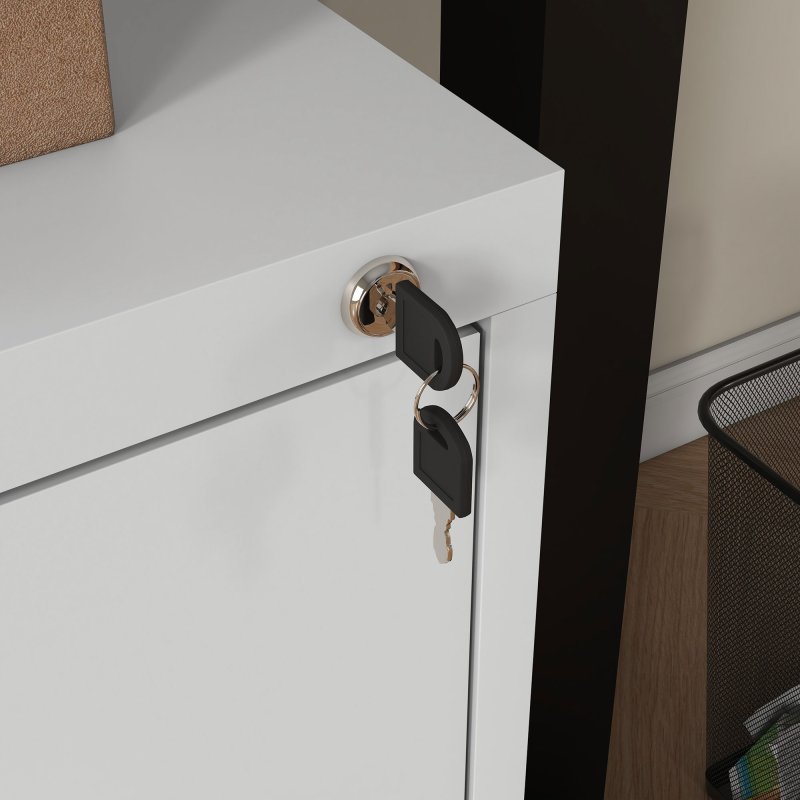 HOMCOM 3 Drawer Filing Cabinet, Vertical File Cabinet with Adjustable Hanging Bar for A4 and Letter Size, Steel Printer Stand for Home Office, Cream White