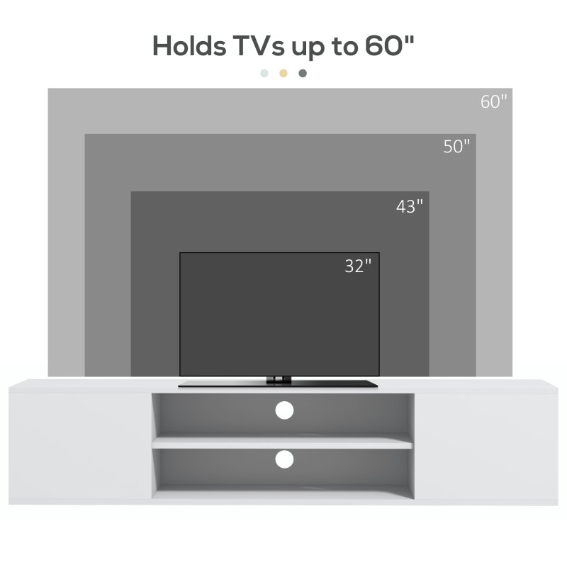 HOMCOM Floating TV Stand Cabinet for TVs up to 60", Wall Mounted TV Unit with Open Shelf, Storage Cupboards and Cable Management for Living Room