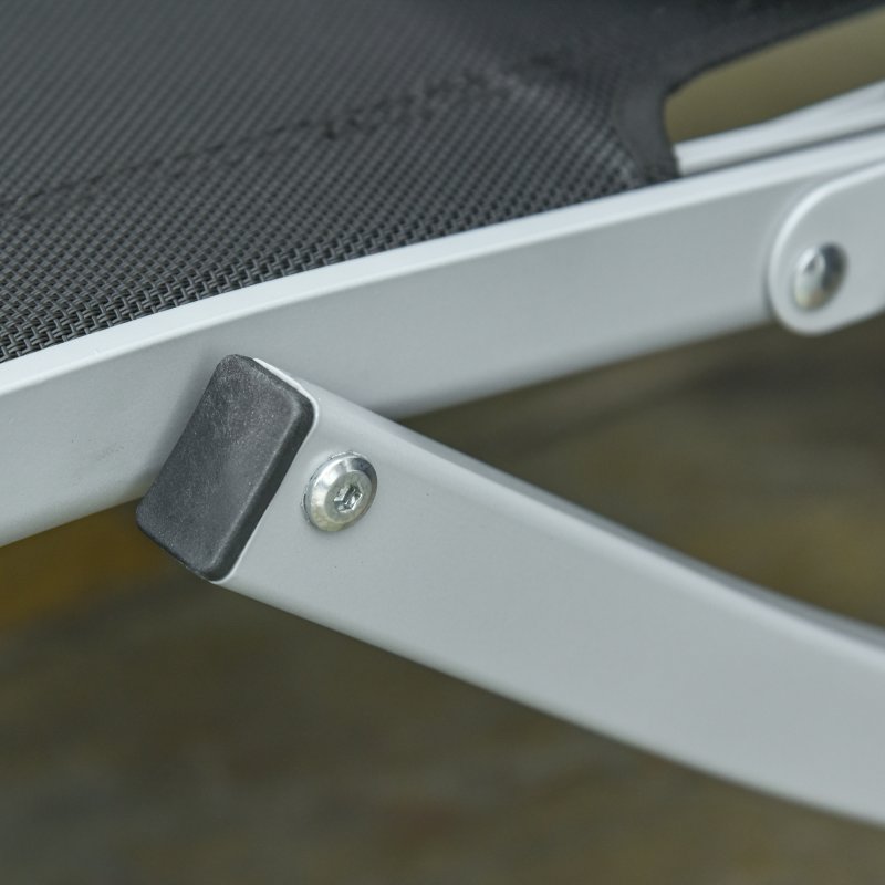 Outsunny Set of 2 S-shaped Foldable Lounge Chair Sun Lounger Reclining Outdoor Chair for Patio Beach Garden, Black