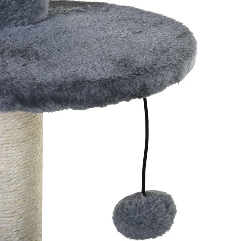 PawHut 100cm Cat Tree for Indoor Cats, Cat Tower Condo for Kittens with Cat House Sisal Scratching Posts, Hanging Ball Toys, Perches - Grey