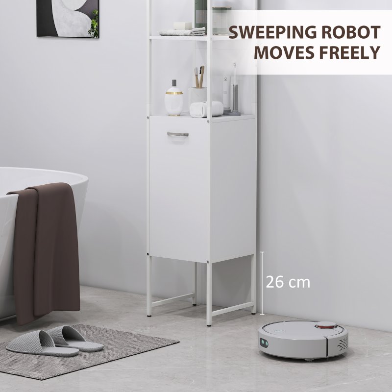 HOMCOM Tall Bathroom Cabinet, Slim Bathroom Storage Cabinet with 3 Open Shelves and Adjustable Shelf, Freestanding Storage Cupboard, 33 x 33 x 185 cm