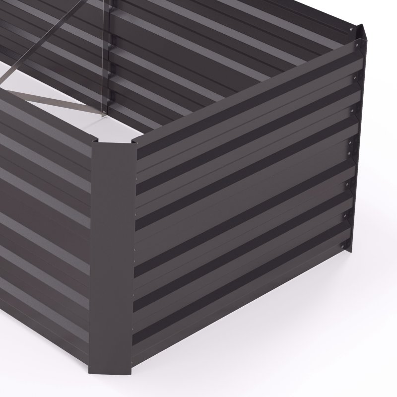 Outsunny Raised Beds for Garden, Galvanised Steel Outdoor Planters with Multi-reinforced Rods for Vegetables, Plants, Flowers and Herbs, 180 x 90 x 59 cm, Dark Grey