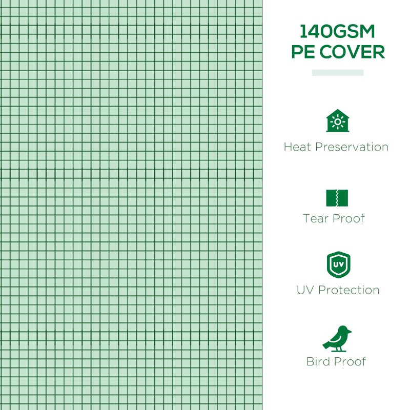 Outsunny PE Mini Greenhouse, 3 M Portable Tunnel Green House with 5 Mesh Windows, Green Grow House Steel Frame for Indoor and Outdoor, Green
