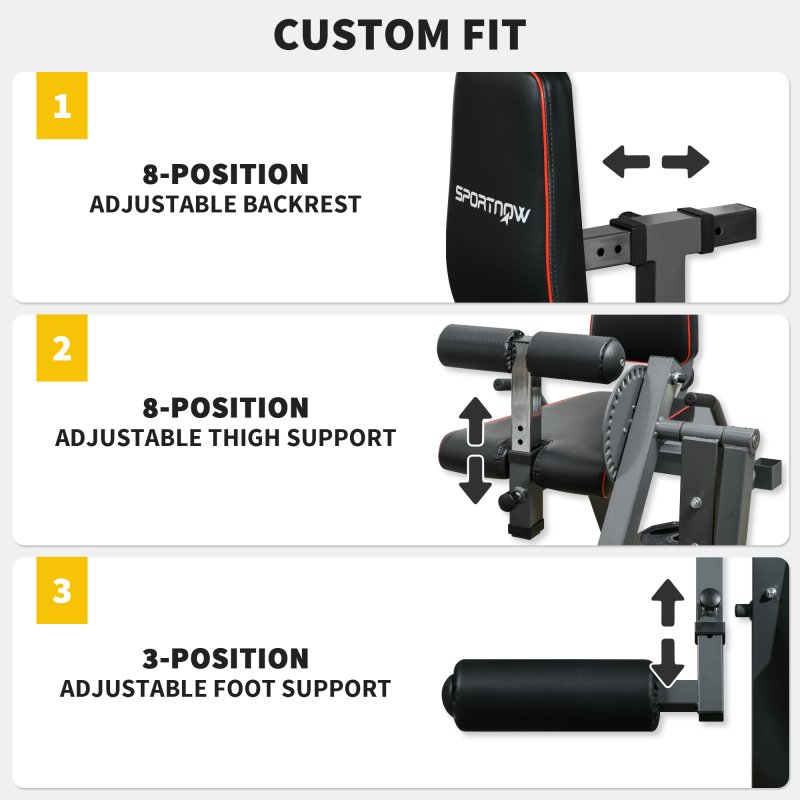 SPORTNOW Seated Leg Extension Machine, Adjustable Leg Raise Machine and Curl Machine with Plate Loaded for Hip, Thigh, Lower Body Workout