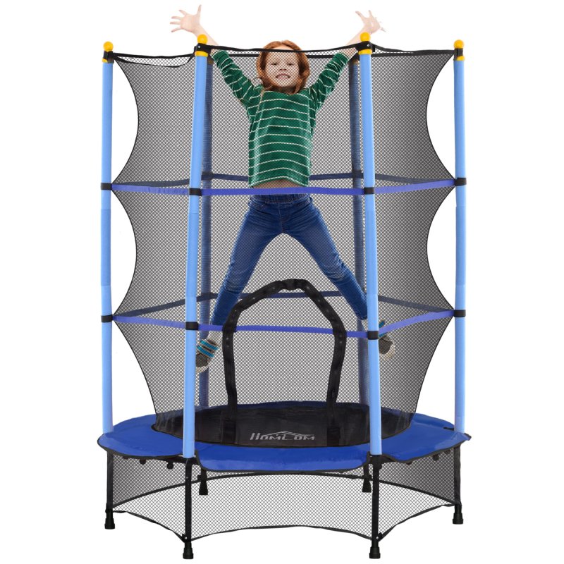 HOMCOM 4.6FT Kids Trampoline with Safety Enclosure, 55