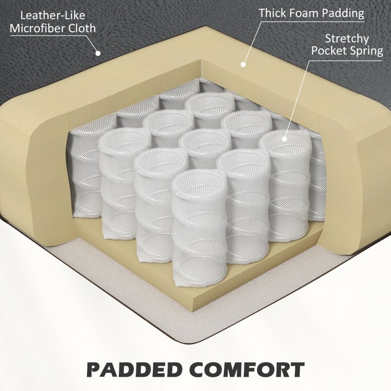 HOMCOM Wingback Push Back Recliner Armchair, Microfibre Cloth Reclining Chair with Leg Rest, Button Tufted, for Home Living Room Theater, Charcoal Grey