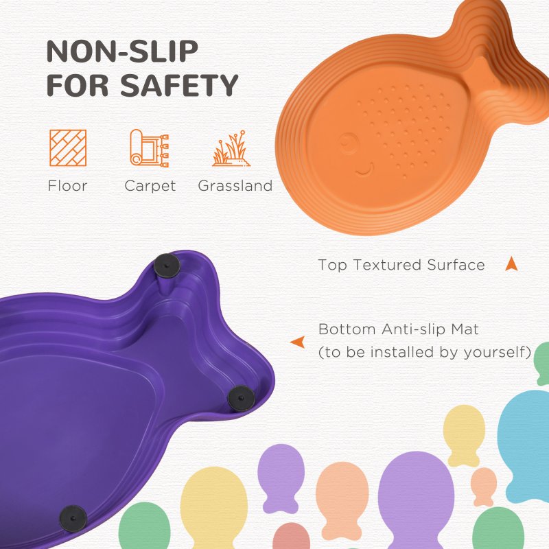 Outsunny Kids Balance Stepping Stones 11-Piece Fish Shape Non-Slip Obstacle Course Stackable Balance Blocks Exercise Toddler Balance for Indoors and Outdoors - Multicoloured