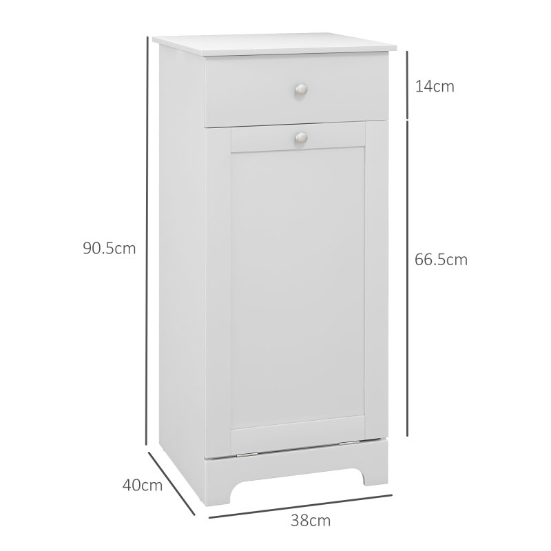 HOMCOM Laundry Cabinet, Bathroom Cabinet with Laundry Basket, Bathroom Storage Unit with Foldable Laundry Hamper and Drawer for Washroom, White
