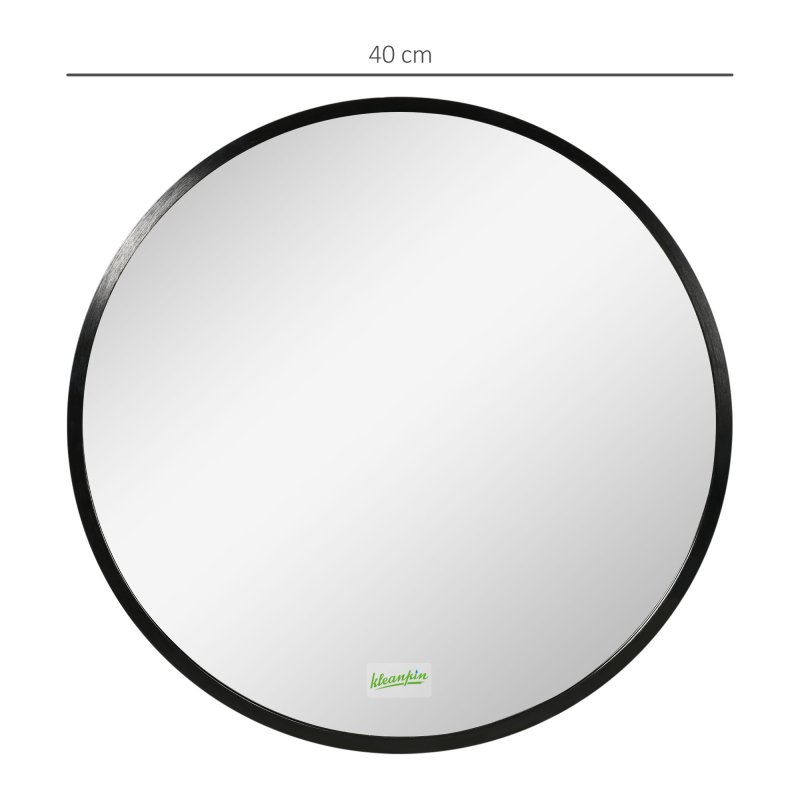 kleankin Large Modern Round Mirror, Wall-mounted Bathroom Mirror, Vintage Art Makeup Mirror for Entryways, Black, 40x40 cm