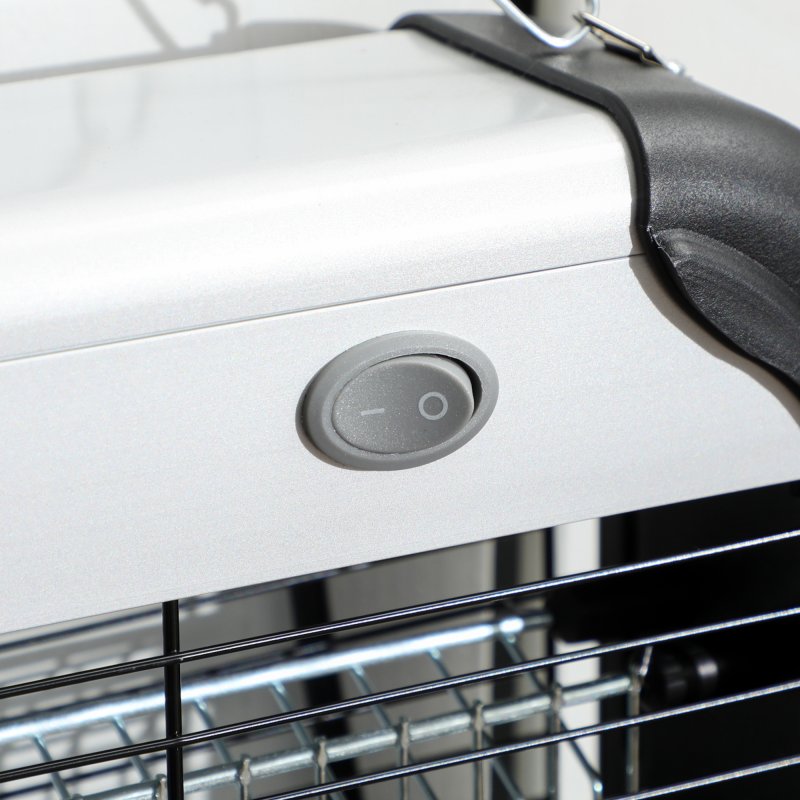 Outsunny 30W Electric Fly Zapper, Bug Zapper with UK Plug, 2 UV Bulbs, Hanging Chain, On/Off Switch and Removable Catch Tray, 60?O Coverage Insect Mosquito Killer for Indoor and Outdoor Use, Silver