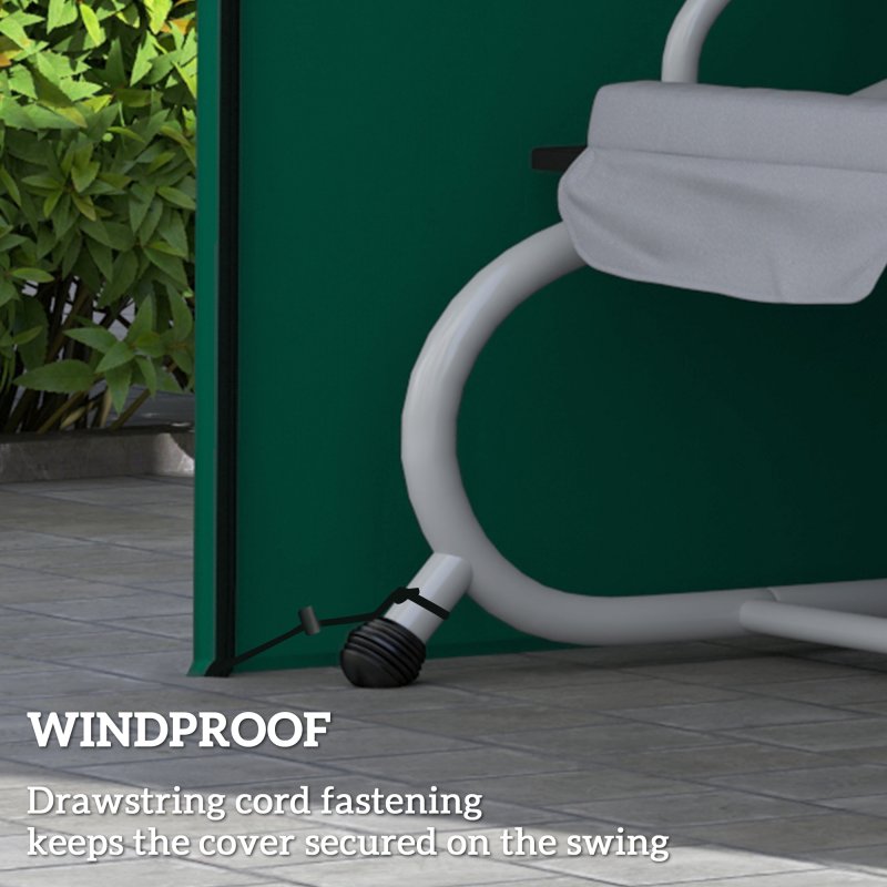 Outsunny 3 Seater Garden Swing Cover, Waterproof Swing Chair Cover, Windproof and Anti-UV 420D Outdoor Swing Bench Cover with Zip, 220 x 125 x 172cm, Green