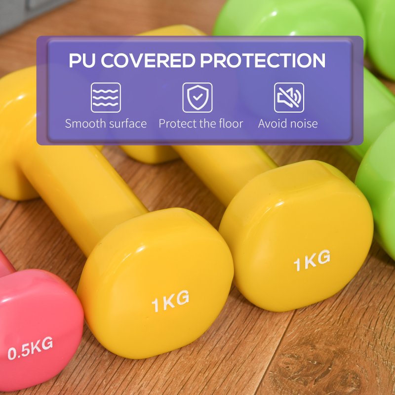 HOMCOM 6kg Dumbbell Set with Suitcase, Fitness Weights Dumbbells Set for Men and Women Home Gym, Workout