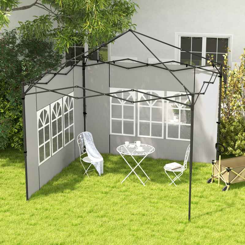 Outsunny Gazebo Side Panels with Window for 3x3(m) or 3x6m Gazebo Canopy, 2 Pack Sides Replacement, White