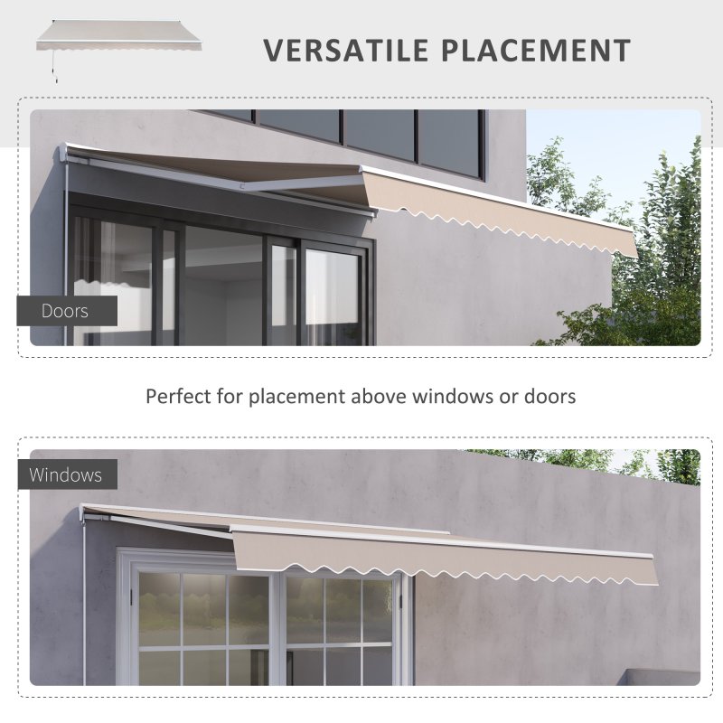 Outsunny 3.5 x 2.5m Electric Garden Door Awning Half Cassette Outdoor Retractable Canopy Patio Shelter w/ Remote Controller Cream White