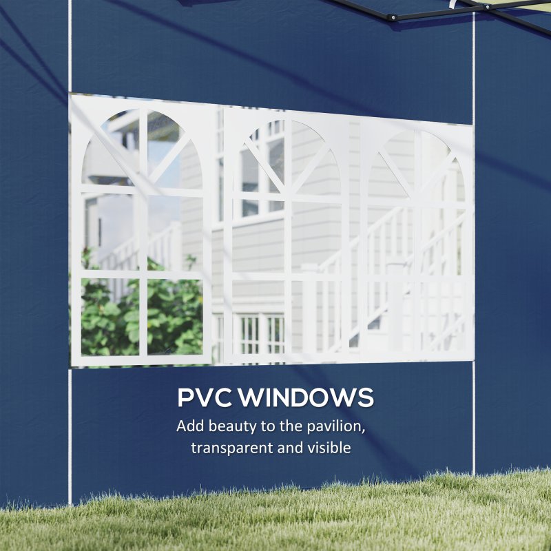 Outsunny Gazebo Side Panels with Window for 3x3(m) or 3x6m Gazebo Canopy, 2 Pack Sides Replacement, Blue