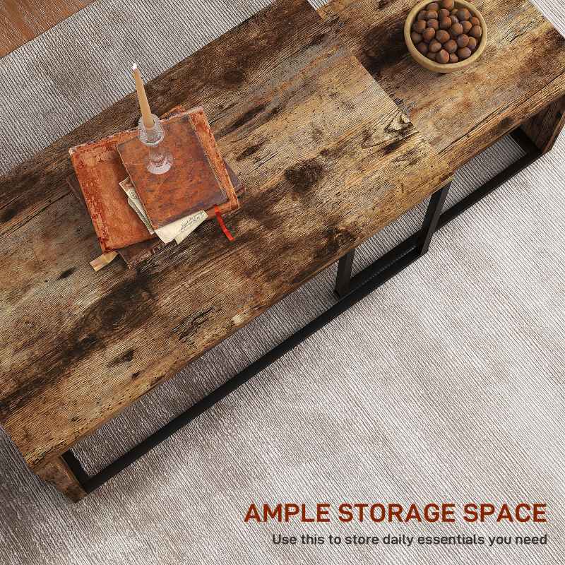 HOMCOM Coffee Tables Set of 2, Industrial Nest of Tables with Metal Frame for Living Room Bedroom
