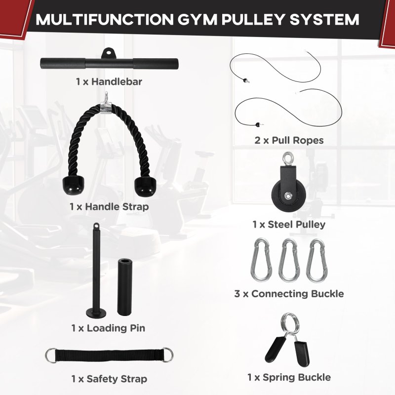 SPORTNOW Cable Machine Pulley System, Lat Pull Down System with DIY Loading Weight for Home Gym Biceps Triceps Arm Shoulder Back Training