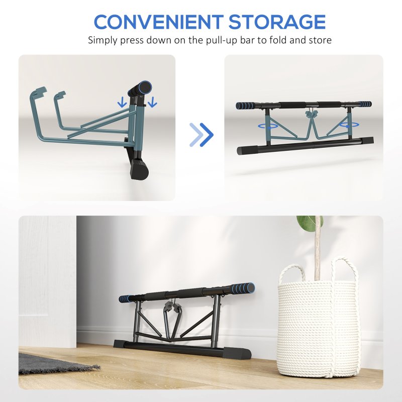 SPORTNOW Doorway Pull-Up Bar, No-Drilling Chin-Up Bar, Push-Up Stand with Resistance Bands, Padded Handles for Home Gym Exercise