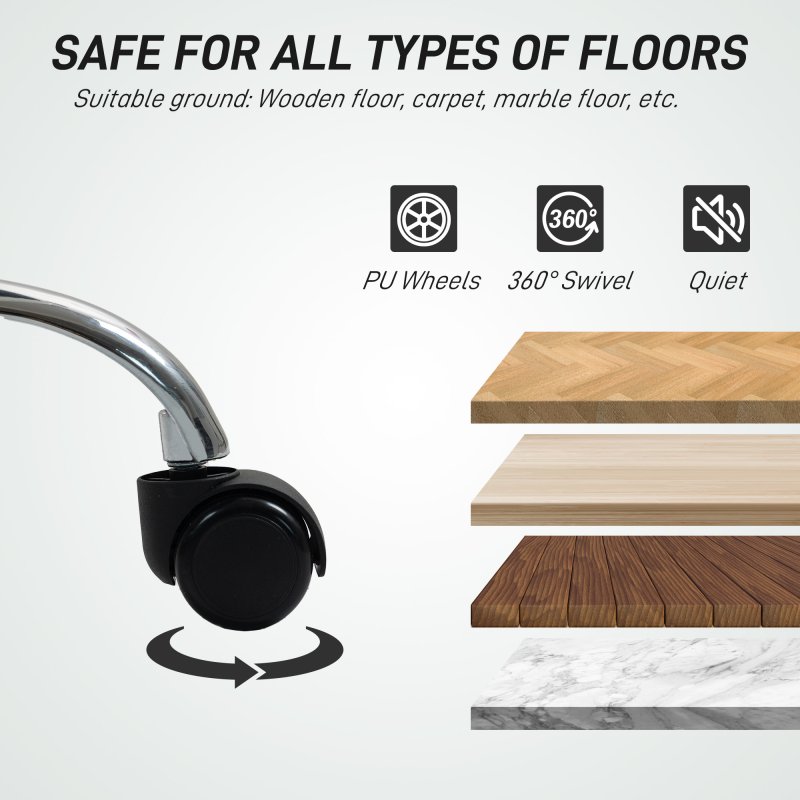 HOMCOM PU Leather Armless Office Chair, Modern Vanity Computer Swivel Chair with Rolling Wheels and Adjustable Height for Home Study, Bedroom, White