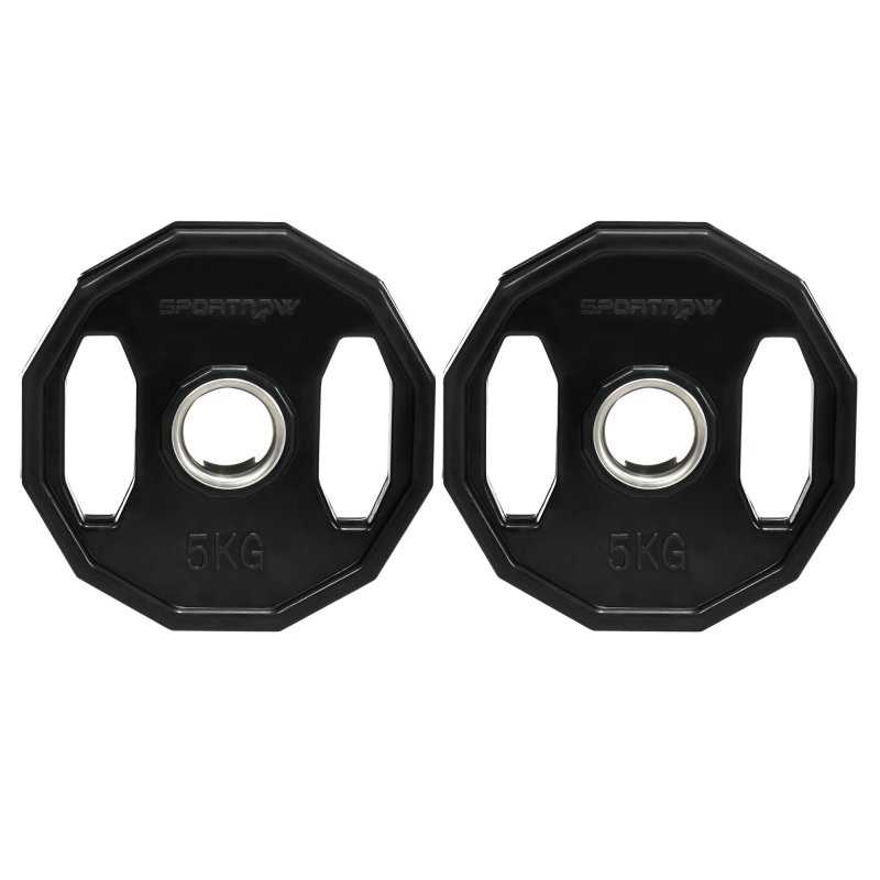 SPORTNOW Olympic Weight Plates Set, Metal and Rubber Bumper Plates Weights Discs with 2"/5cm Holes, for Home Gym Weight Lifting Strength Training, 2 x 5kg, Black
