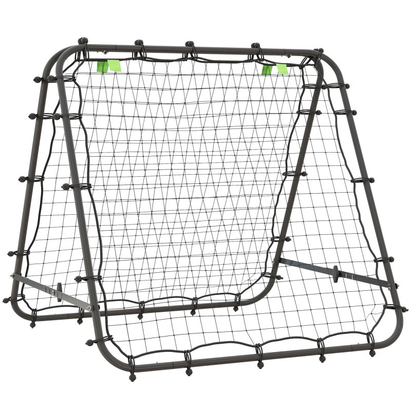 HOMCOM Double-Sided Football Rebounder Net, Football Rebound Net Target Goal with Five Adjustable Angles, Black