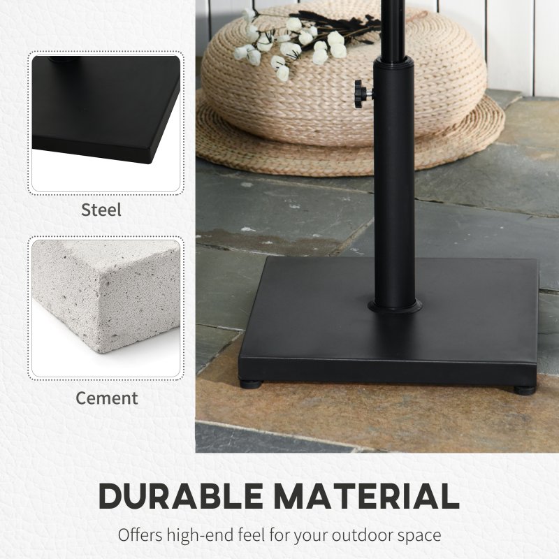 Outsunny 11kg Square Parasol Base, Concrete Umbrella Base, Cement Weight Stand Holder for Outdoor, Patio, Garden, Black