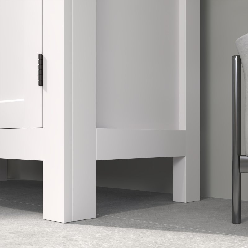 HOMCOM Modern Bathroom Storage Cabinet, Freestanding Bathroom Cabinet with Open Shelves, a Cupboard with Doors and Adjustable Shelves, White