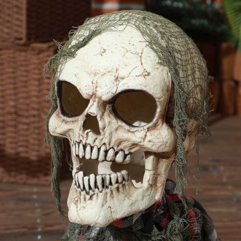HOMCOM 70cm Groundbreaker Skeleton Outdoor Halloween Decoration, Halloween Animatronic with Sound Activated, Light Up Eyes, Sound Effects, Animated Prop for Haunted House