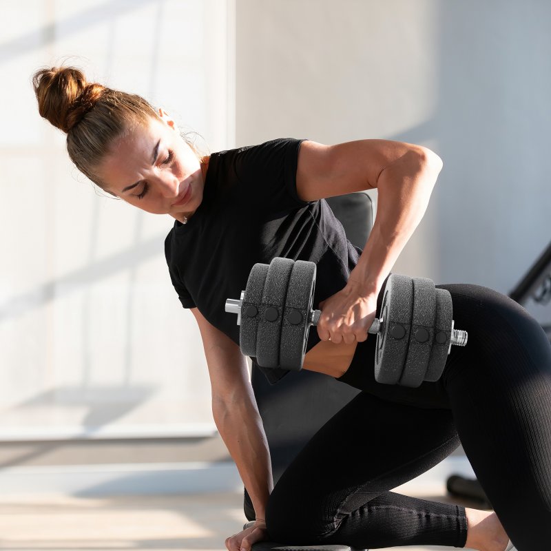 HOMCOM 30KG Adjustable Weights Dumbbells Set, Dumbbell Hand Weights for Home Office Gym Body Fitness Lifting Training, Black