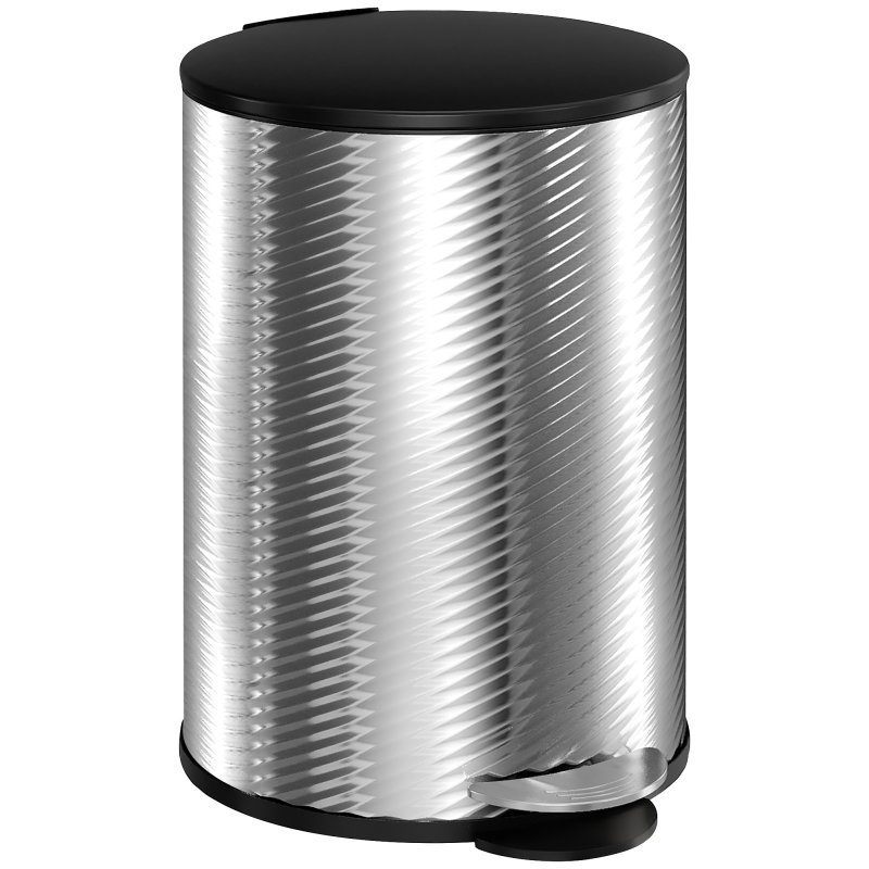 HOMCOM 20 Litre Kitchen Bin, Stainless Steel Pedal Bin with Soft-close Lid, Fingerprint Proof Cylindrical Rubbish Bin with Foot Pedal and Removable Inner Bucket, Silver
