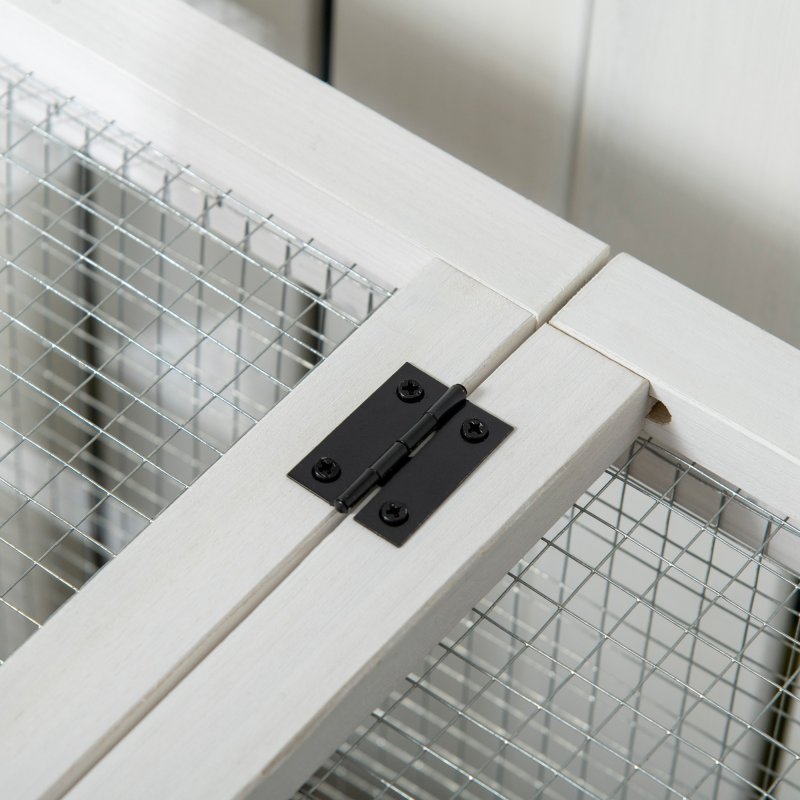 PawHut Wooden Rabbit Hutch with Wheels, Guinea Pig Cage, Small Animal House for Outdoor & Indoor with Slide-out Tray, 108 x 58 x 73.5cm, Brown