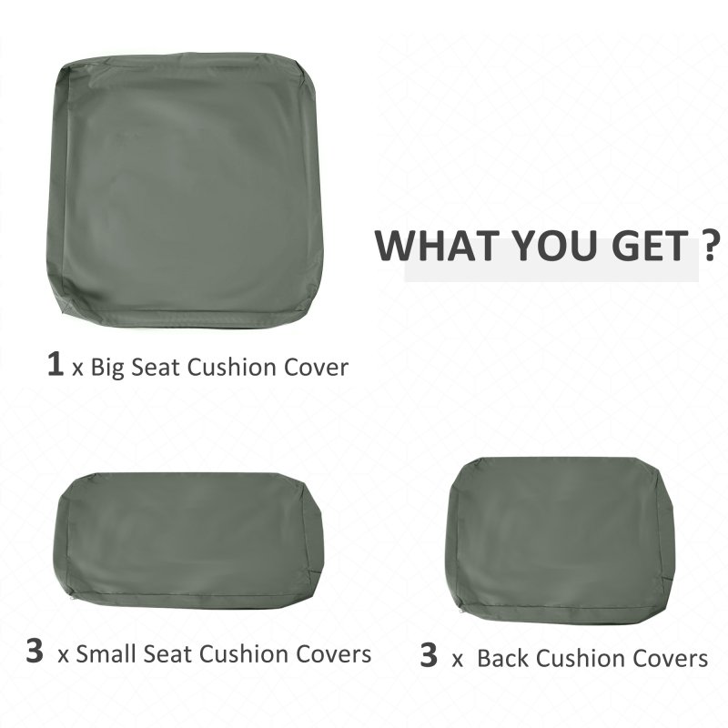 Outsunny Rattan Cushion Covers, Outdoor Seat Cushion Covers, Garden Furniture Covers Replacement - COVER ONLY, Grey