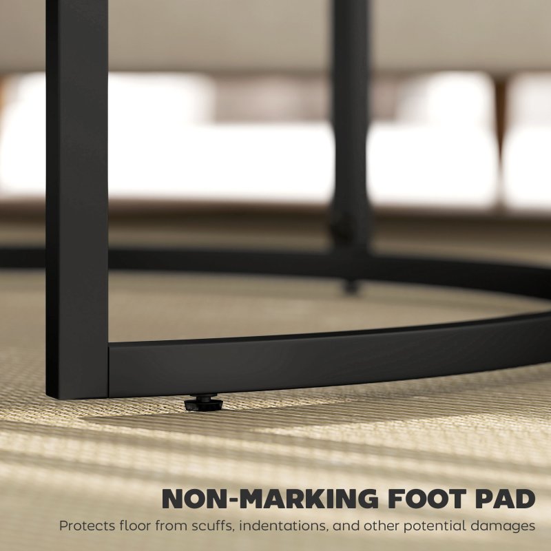 HOMCOM Nest of Tables, Round Coffee Table Set of 2,  Coffee Tables with Steel Frame for Living Room, Marble Grey