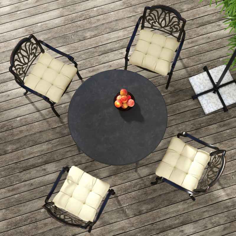 Outsunny Set of 4 Outdoor Seat Cushions with Ties, Water Repellent Seat Pads for Dining Chair, Swing, Sofa, 48 x 48 x 10 cm
