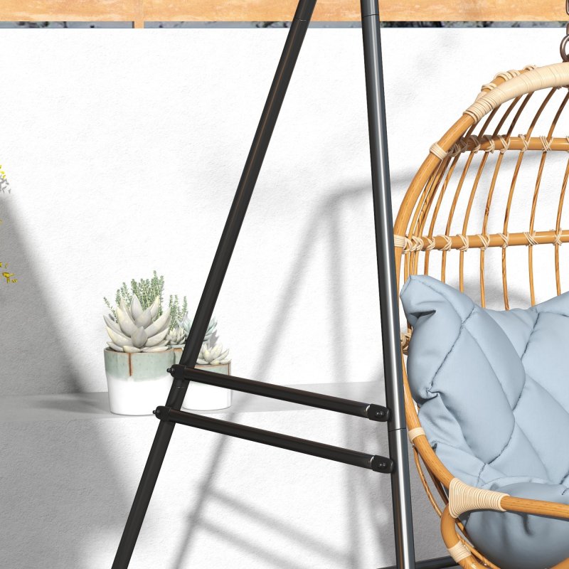 Outsunny Hammock Chair Stand, Hanging Heavy Duty Metal Frame Hammock Stand for Hanging Hammock Air Porch Swing Chair, Egg Chair, Indoor & Outdoor Use, Black