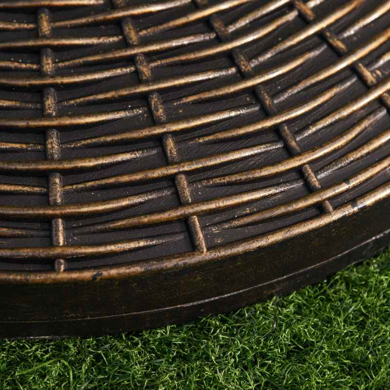 Outsunny 25 kg Round Cement Parasol Base, Umbrella Stand Holder with Rattan Style Pattern for 38, 48 mm Poles for Outdoor, Garden, Antique Bronze