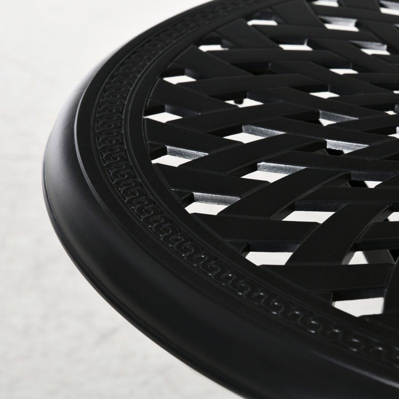 Outsunny 78 cm Round Garden Dining Table with Parasol Hole Antique Cast Aluminium Outdoor Table Only, Black