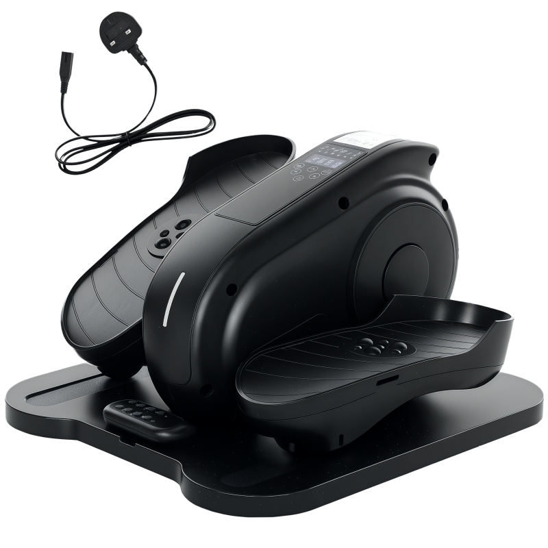 SPORTNOW Under Desk Elliptical Machine, Seated Pedal Exerciser, Mini Elliptical Trainer with LCD Monitor, Remote Control and 10 Adjustable Speed, Quiet & Portable for Seniors, Black