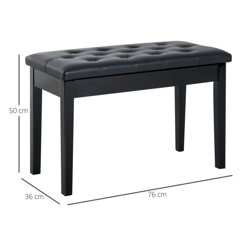 HOMCOM Faux Leather Piano Stool Makeup Stool Bench Dressing Table Seat with Storage 76x36x50cm