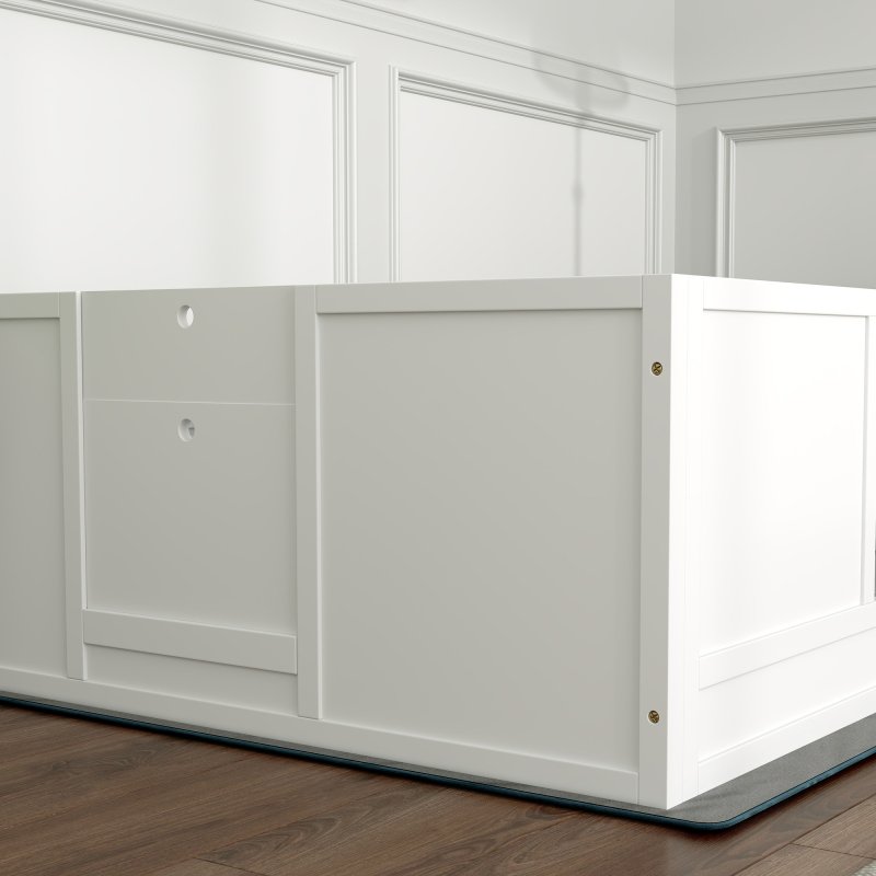 PawHut Whelping Box for Dogs, Dog Whelping Box Dog Playpen Fence Exercise Play Pen with Waterproof Washable Whelping Pad, Adjustable Entrance, Non-Slip Pads, for Large Dogs and Puppies, 124 x 120cm